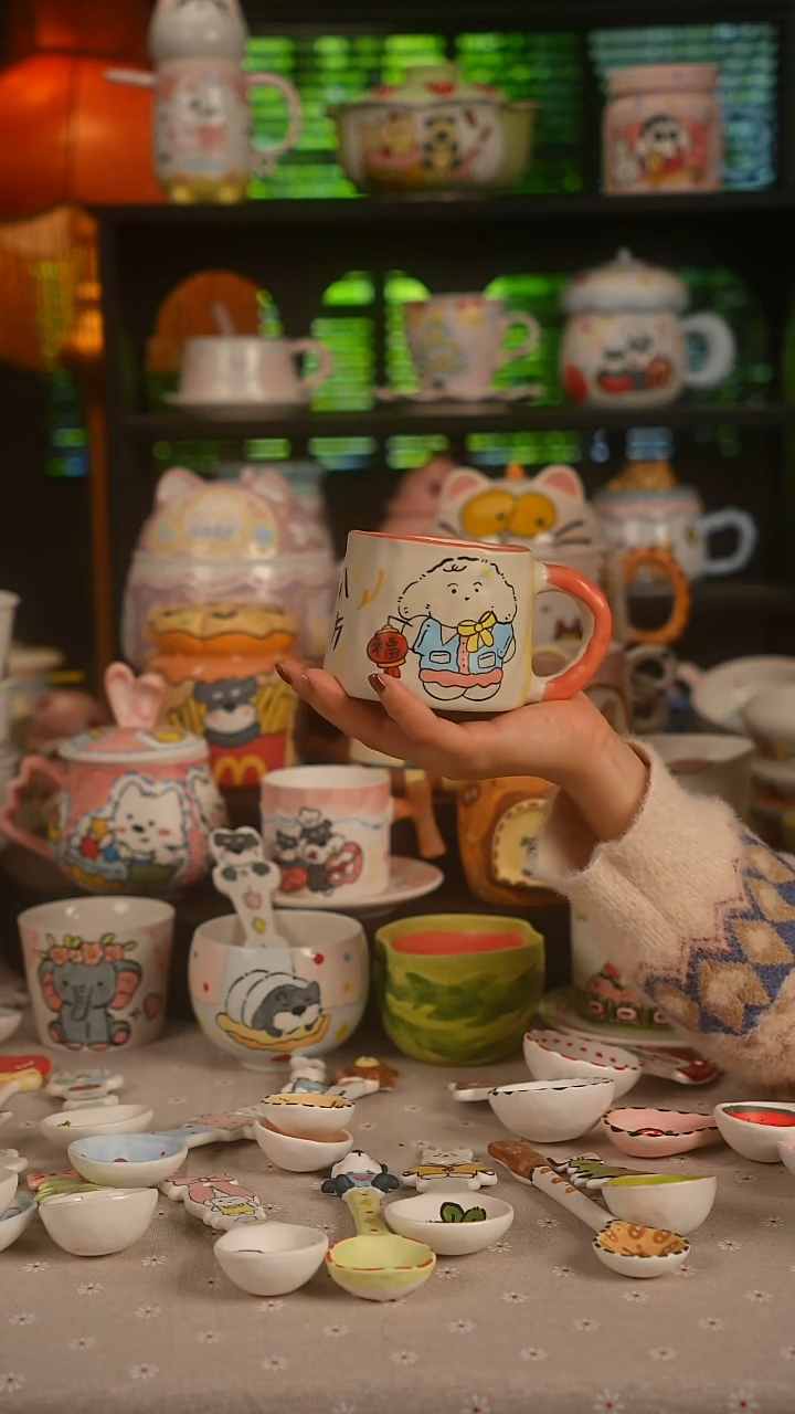 陶瓷无盖款景德镇高温釉下彩纯手绘创意瓷 