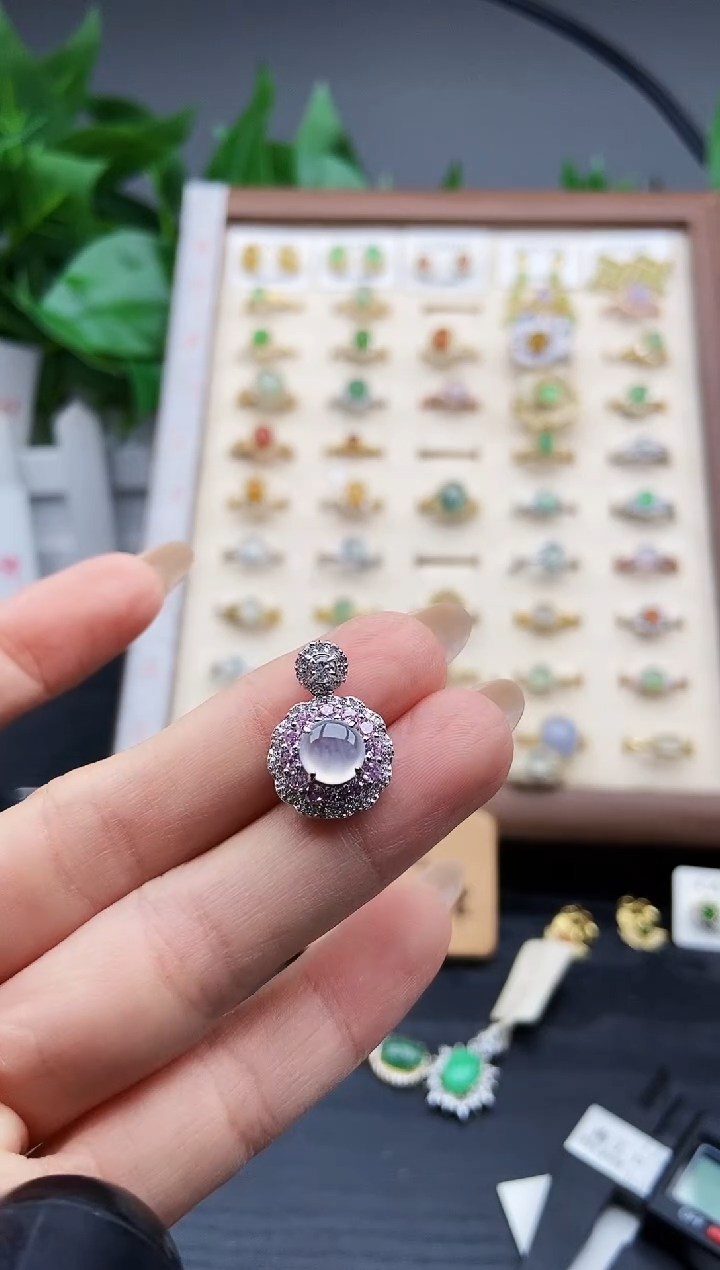 银S925镶嵌戒指翡翠12