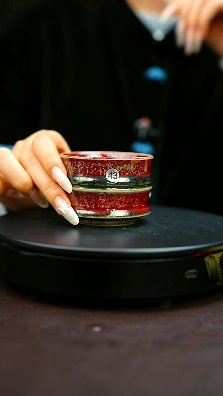 43#原矿钧瓷炉钧釉竹节杯