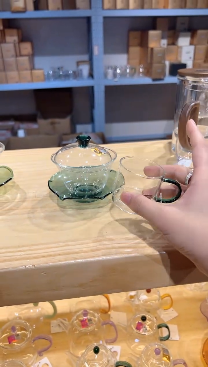 禾器-荷叶盖碗-墨绿色+清禾杯墨绿1只