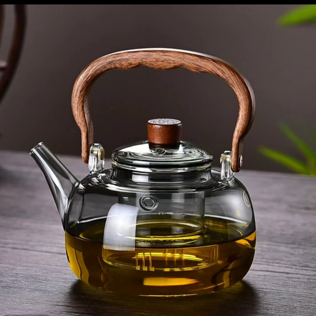 2025款耐热玻璃透黑玻璃煮茶壶高硼硅耐热泡茶壶花茶提梁壶1升