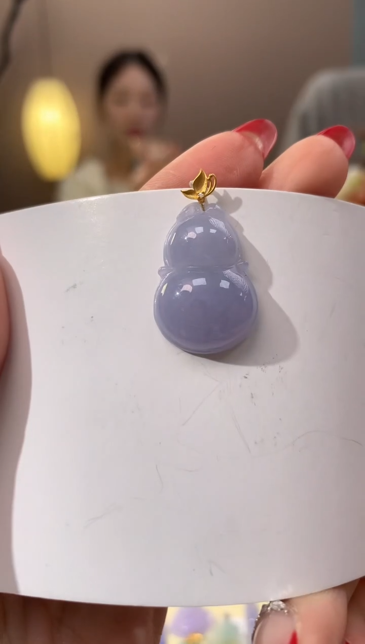 【闪购商品】翡翠颈饰18K金镶嵌天然缅甸a货翡翠