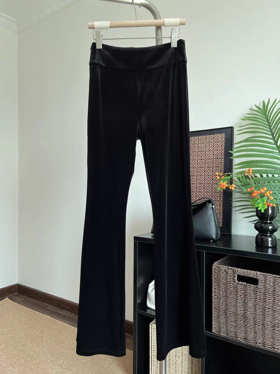 【莫奈花园】2025年新款时尚百搭保暖丝绒加绒鱼骨微喇裤