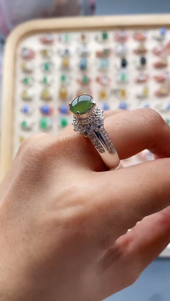 【闪购商品】翡翠戒指未镶嵌缅甸天然A货翡翠444  5+2