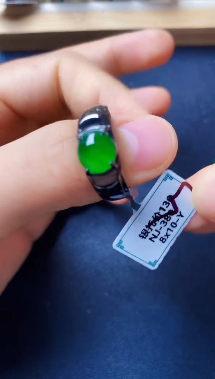 银S925镶嵌戒指翡翠22222222