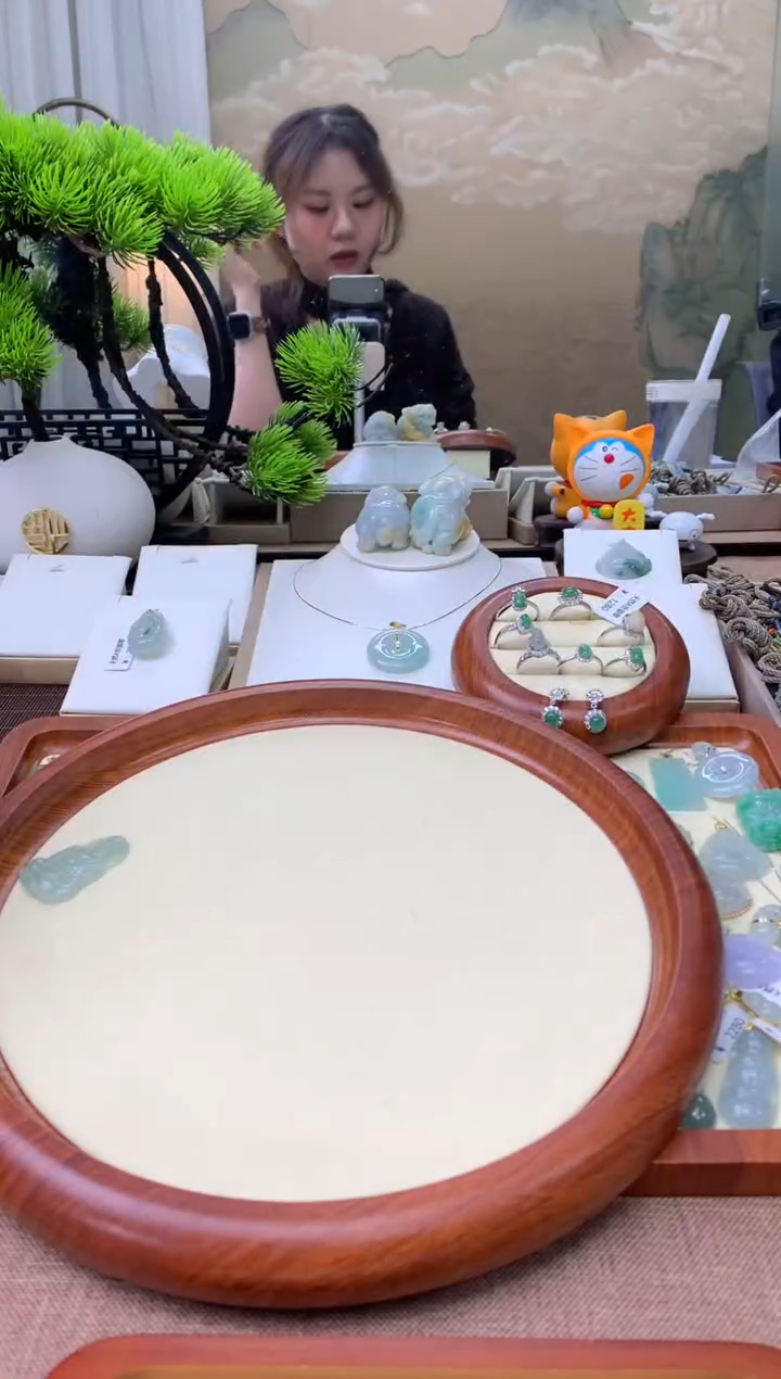 【闪购商品】翡翠颈饰银S925镶嵌天然A货翡翠挂件