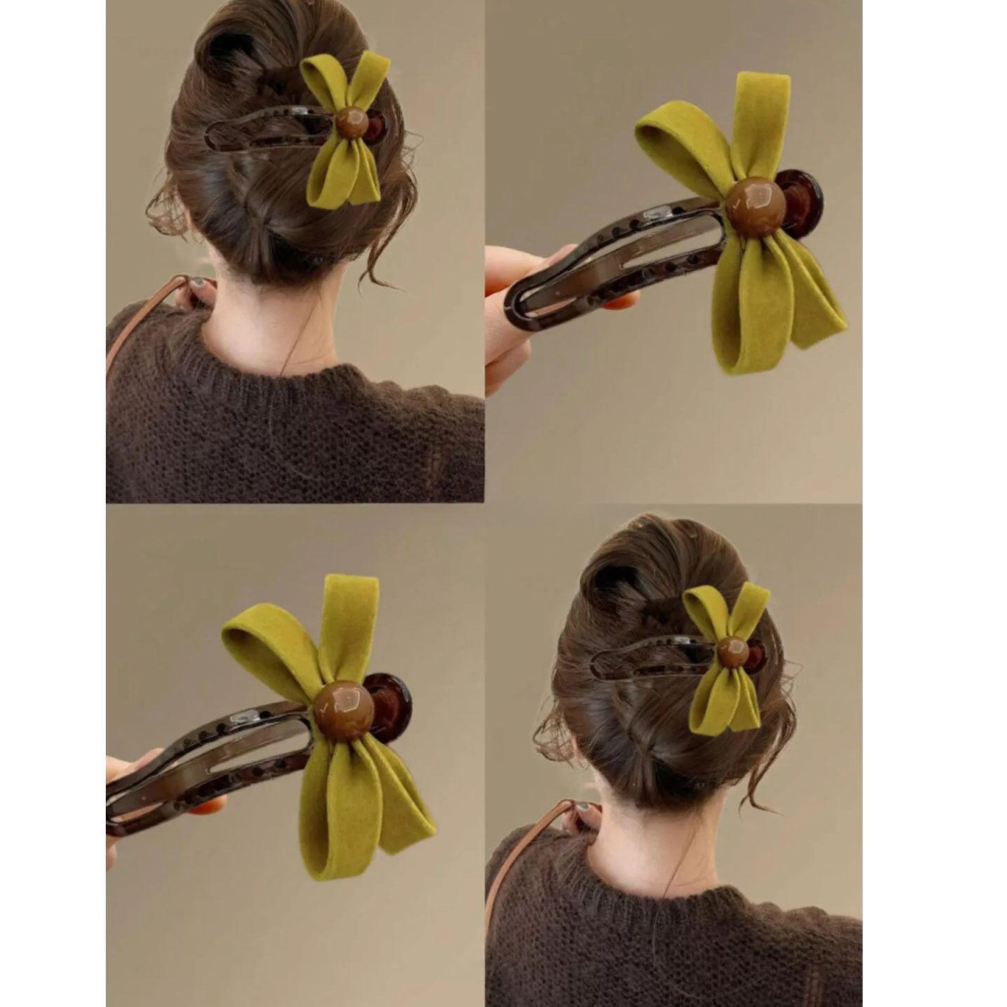 甜美丝绒蝴蝶结鸭嘴夹发夹女后脑勺盘发夹一字夹头饰2025新款发卡