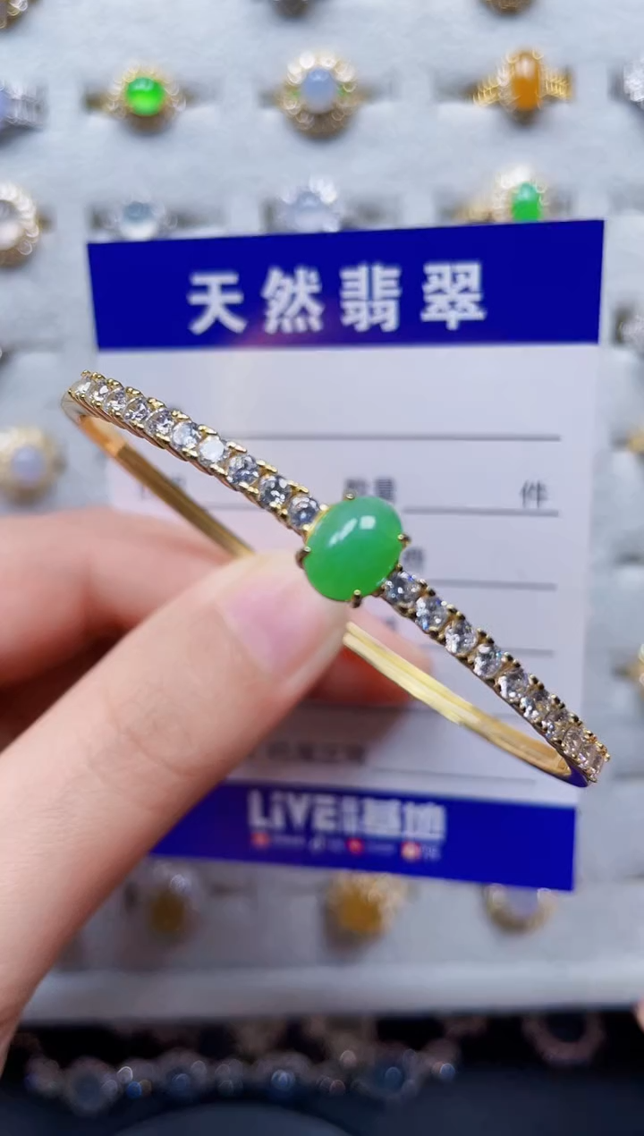 银S925镶嵌手镯翡翠181