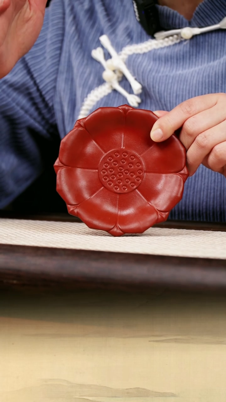 【闪购商品】紫砂茶盘原矿朱泥荷花壶承