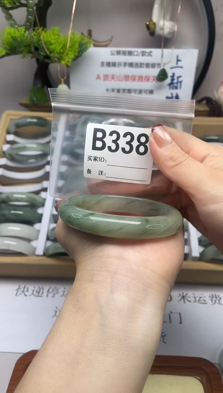 【闪购商品】石英质玉（天山翠）手镯未镶嵌b338