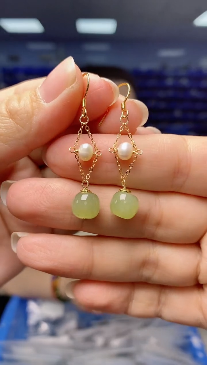 【闪购商品】和田玉耳饰银S925镶嵌  G12171