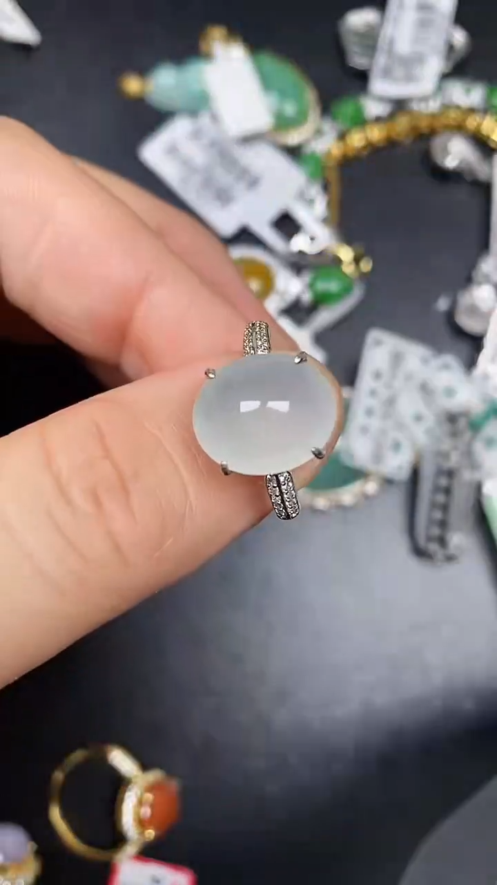 银S925镶嵌戒指翡翠3590