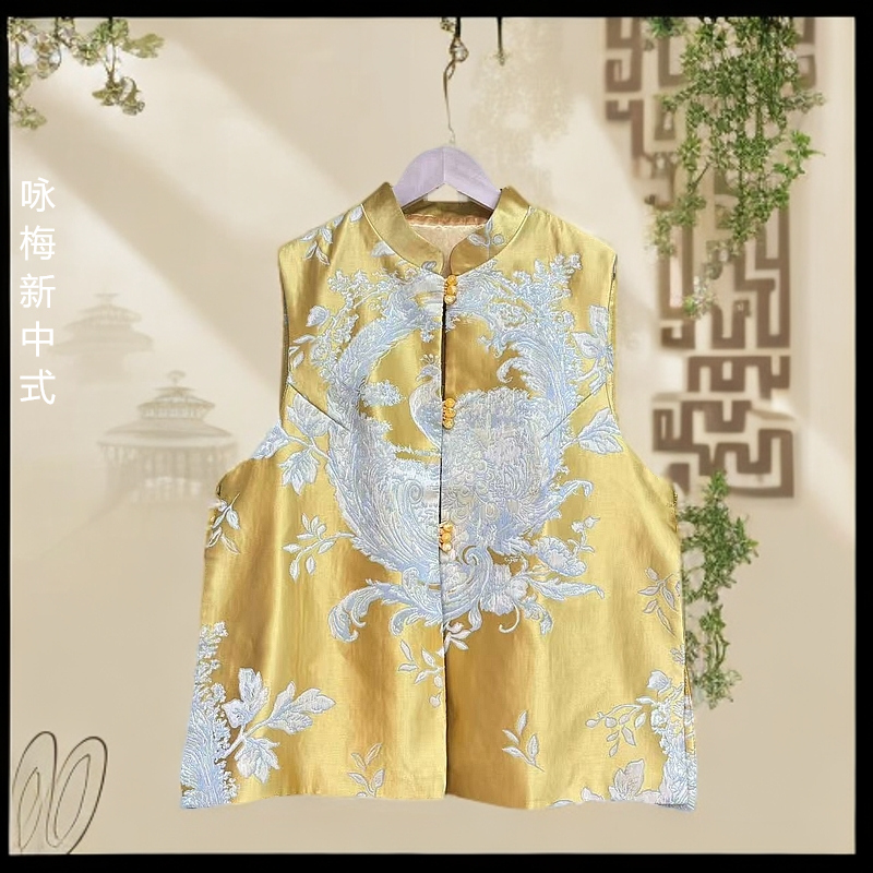 【凤舞九天】四季款马夹新中式无袖提花马甲中国风复古印花民族风