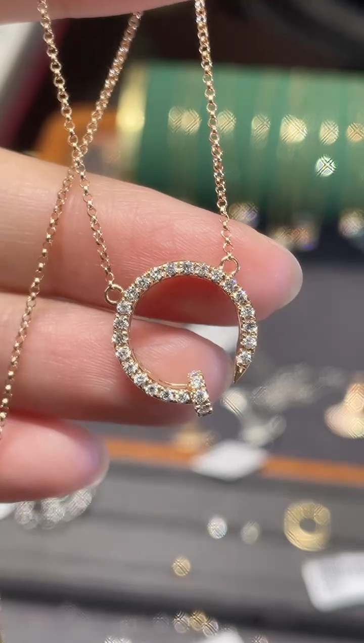 【闪购商品】钻石项链18K金镶嵌X钉子钻石项链