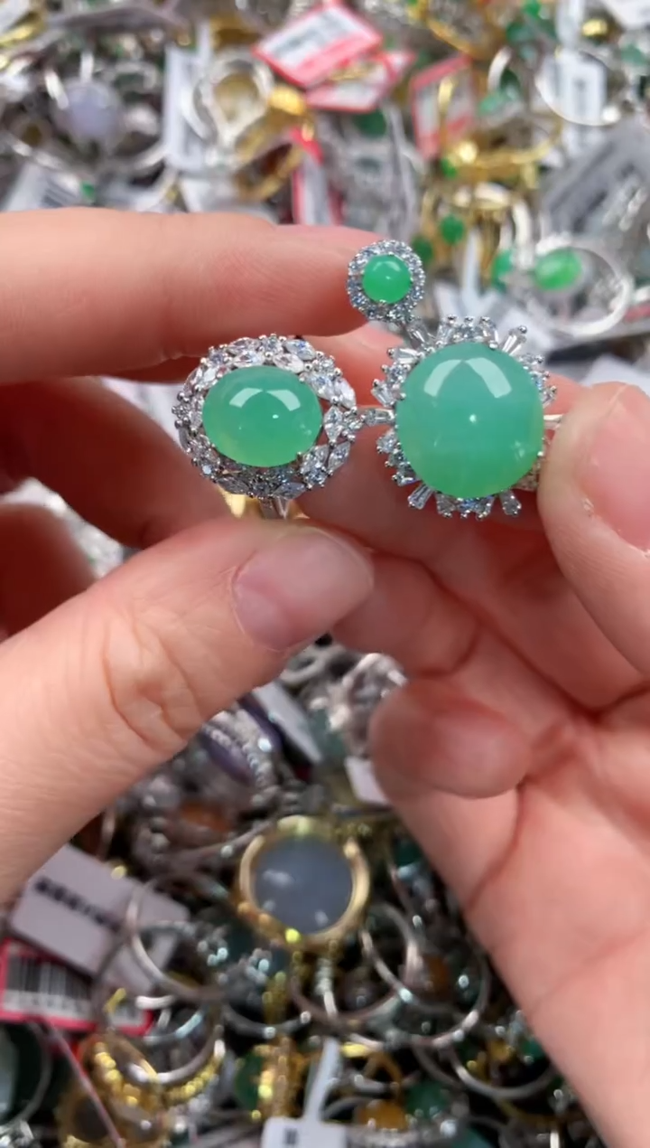 银S925镶嵌戒指翡翠555   8