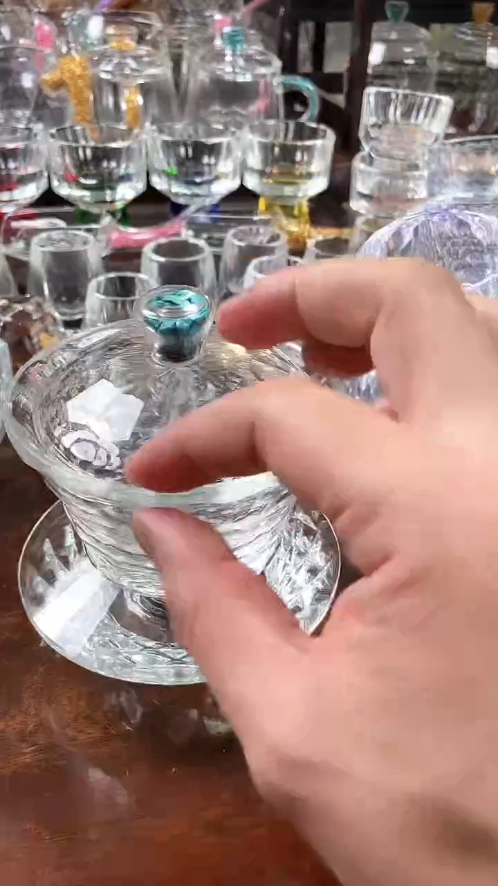 【闪购商品】玺宴新款水晶三才盖碗绿松石