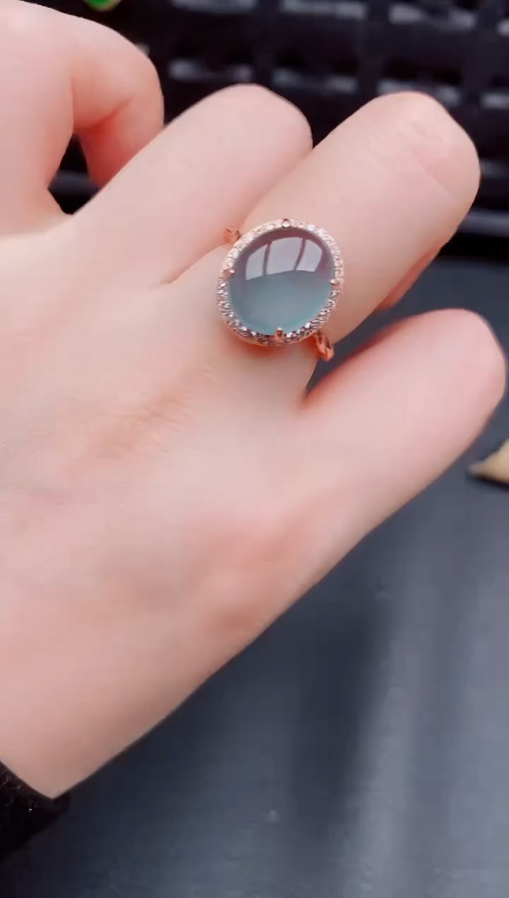 【闪购商品】翡翠戒指银S925镶嵌天然a货翡翠333