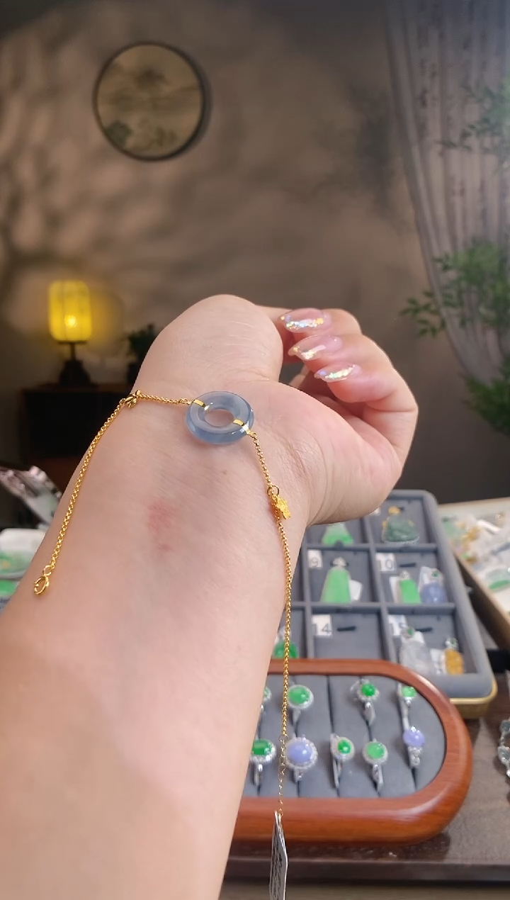 翡翠18K金镶嵌吊坠(不含链)手链