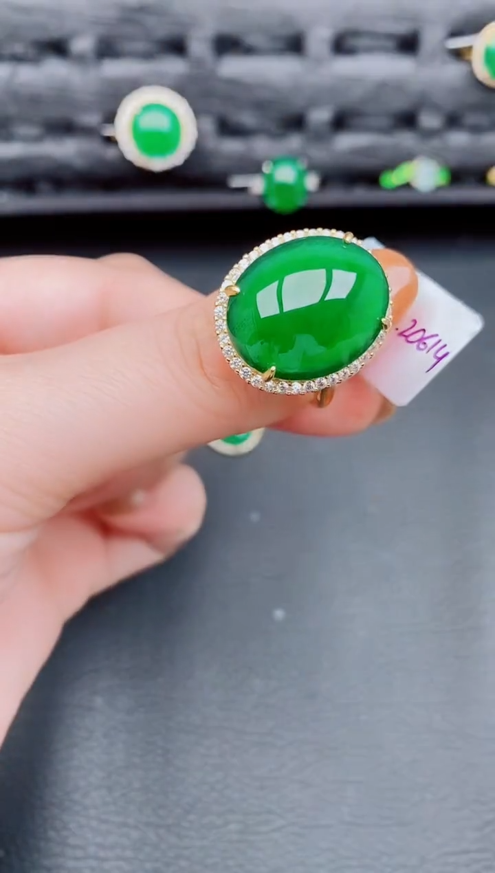 【闪购商品】翡翠戒指银S925镶嵌天然A货翡翠507