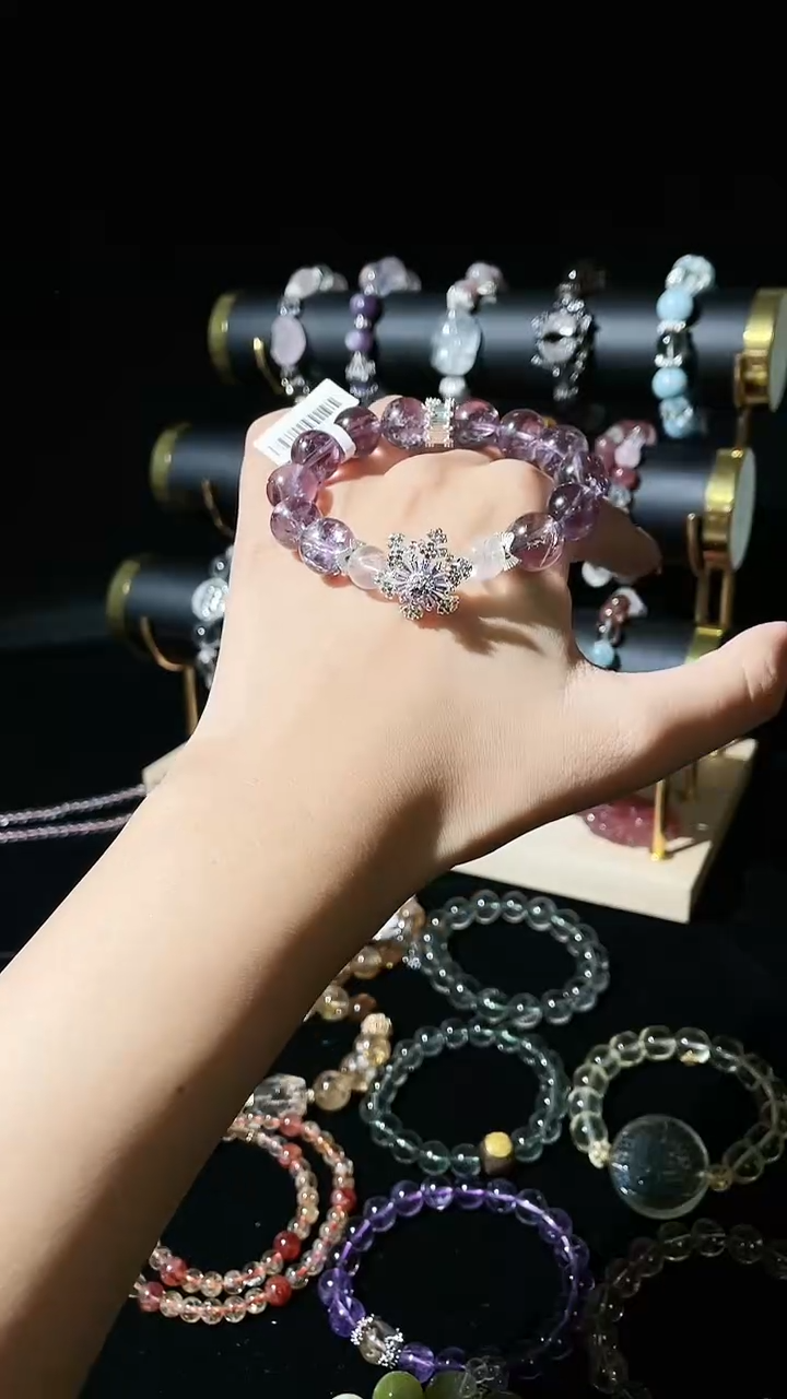 【闪购商品】水晶手链合金紫阿塞+雪花跑环