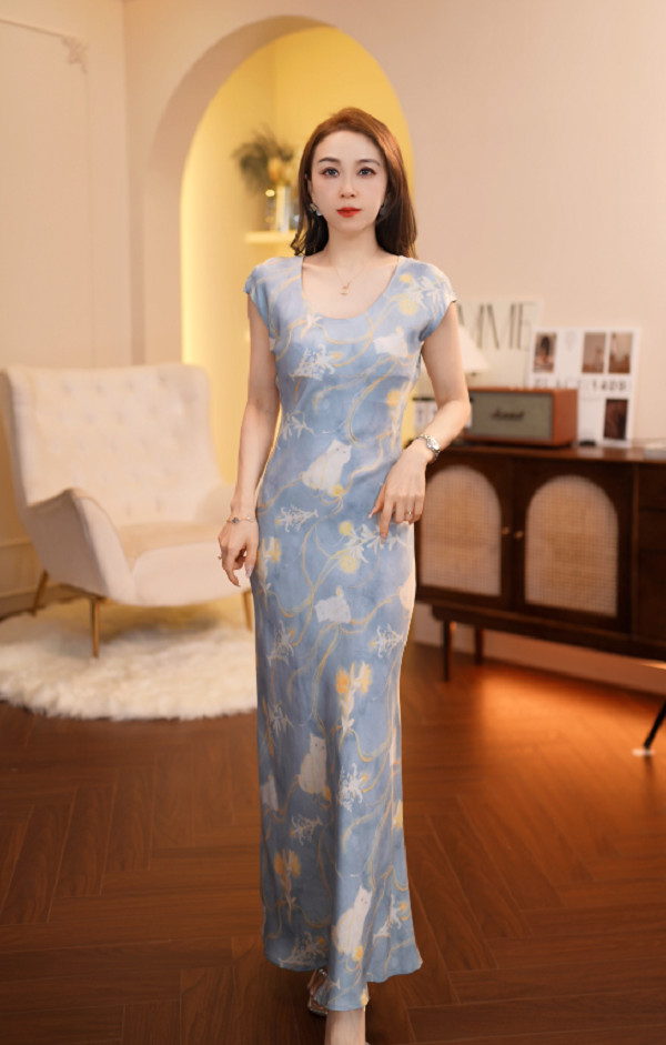 【叶萌禅意】G224气质百搭休闲优雅日常时尚减龄修身轻奢女连衣裙