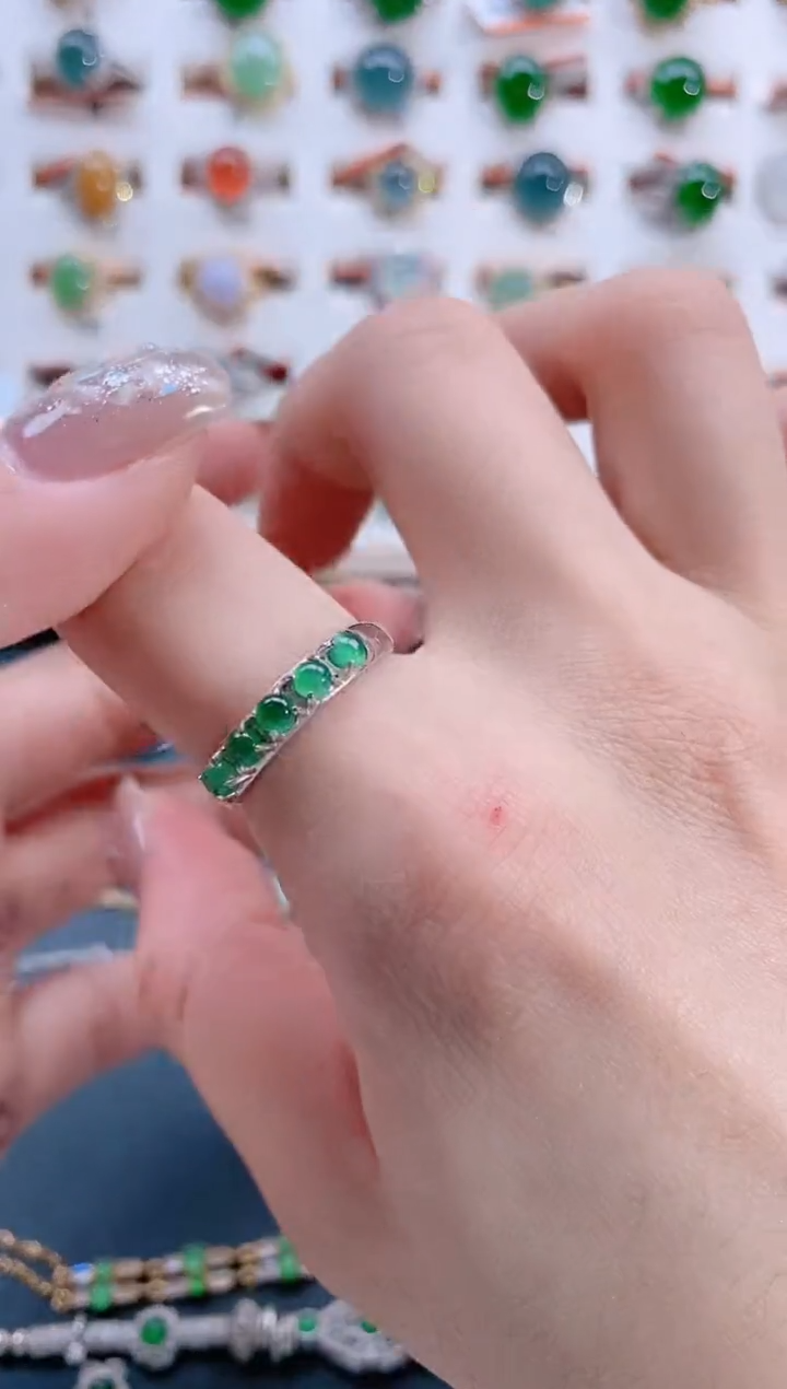 银S925镶嵌戒指翡翠天然翡翠