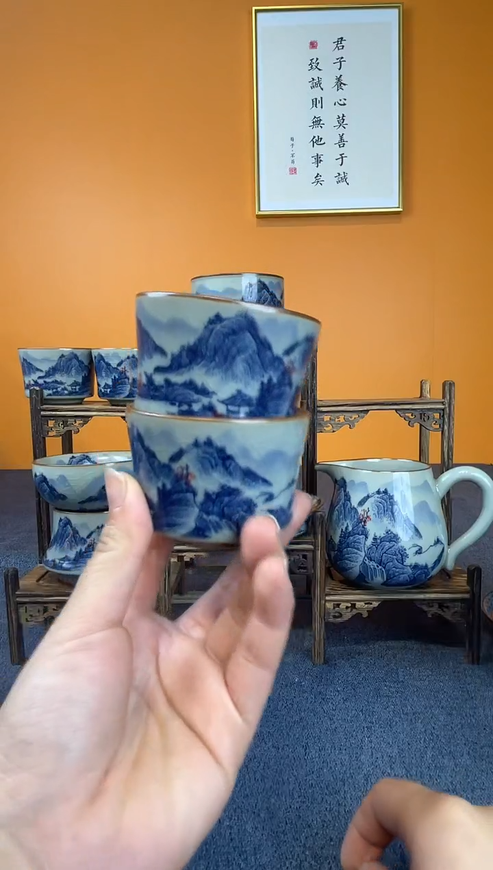 冬*红山水八件套+6客杯