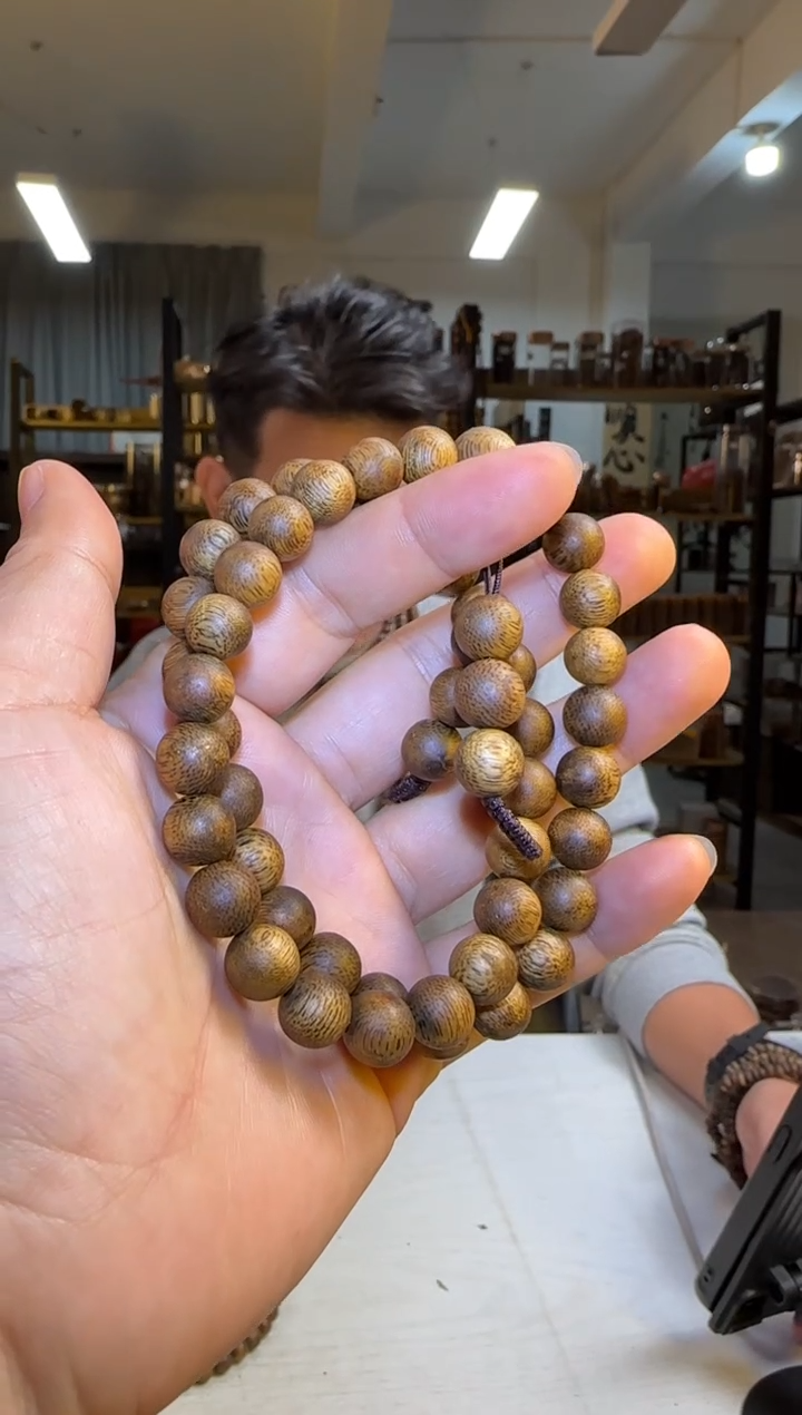 沉香手串99沉国香绿棋沉香陆河正圆珠双圈9mm14g+多样性发1