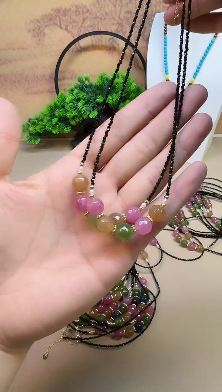 颈饰14K金镶嵌碧玺A110 