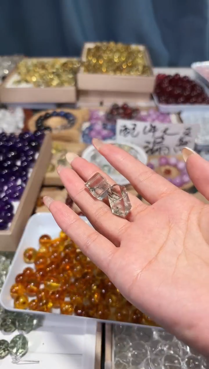 未镶嵌手串水晶小****烤B11两颗绿幽灵拍10