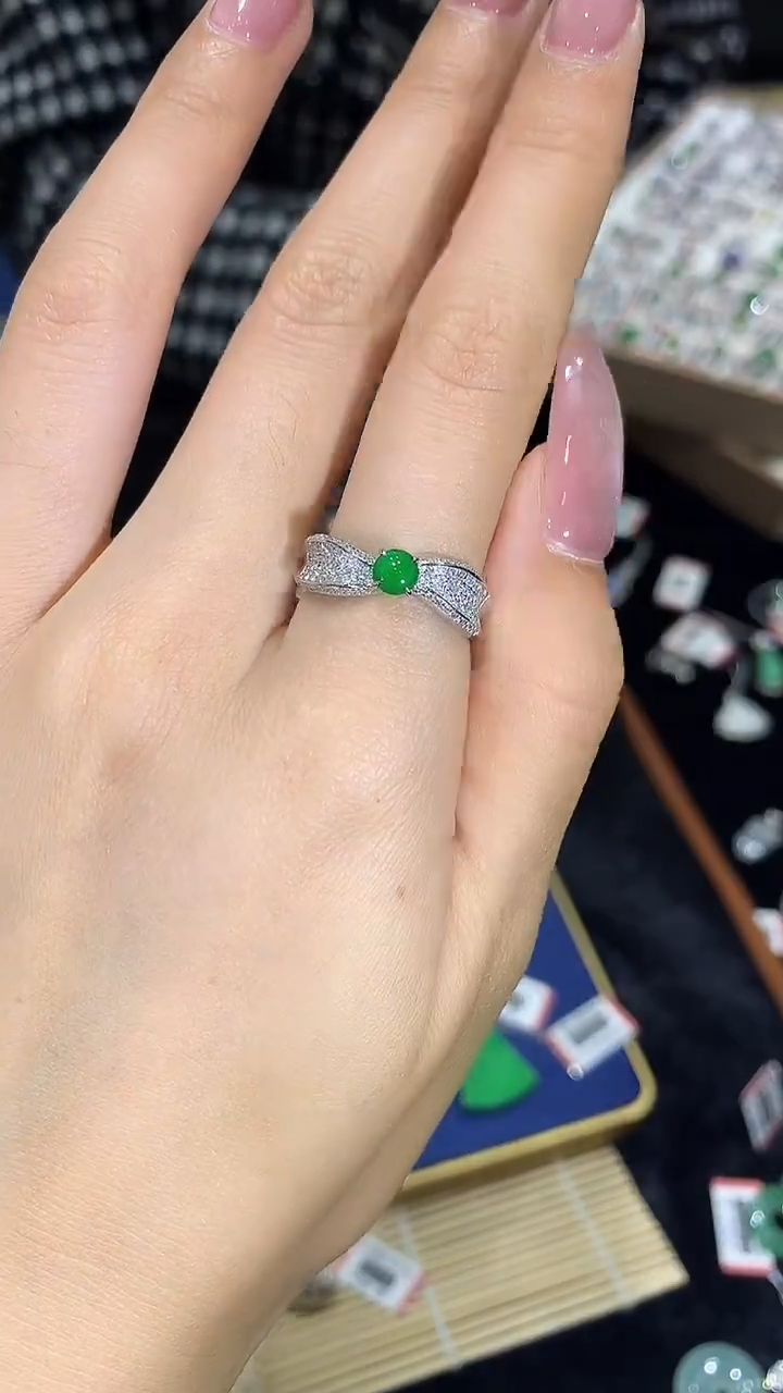 【闪购商品】翡翠戒指18K金镶嵌翡翠戒指WXY