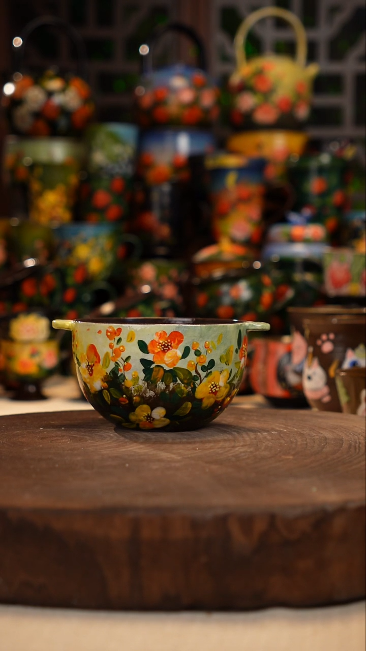 紫砂油画手绘釉下彩