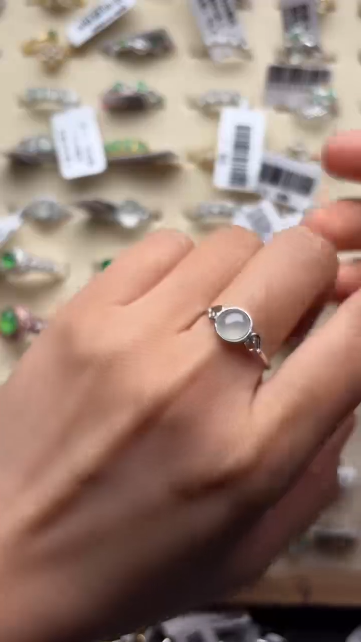 【闪购商品】翡翠戒指银S925镶嵌缅甸A货翡翠S925银镶嵌