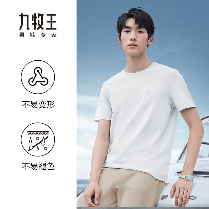 [水柔棉]九牧王男装短袖25夏季纯棉亲肤柔软舒适百搭透气AT2E-204