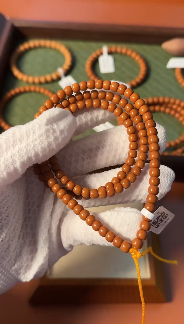 手串橄榄核【168核尖】5.7mm老挝核尖老型108 三花面无白高油高密