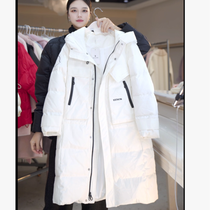 双侧拉链长款羽绒服 815790