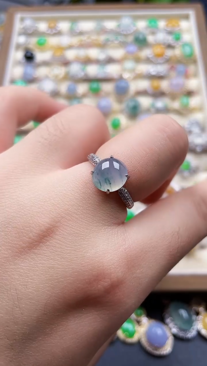 银S925镶嵌戒指翡翠7