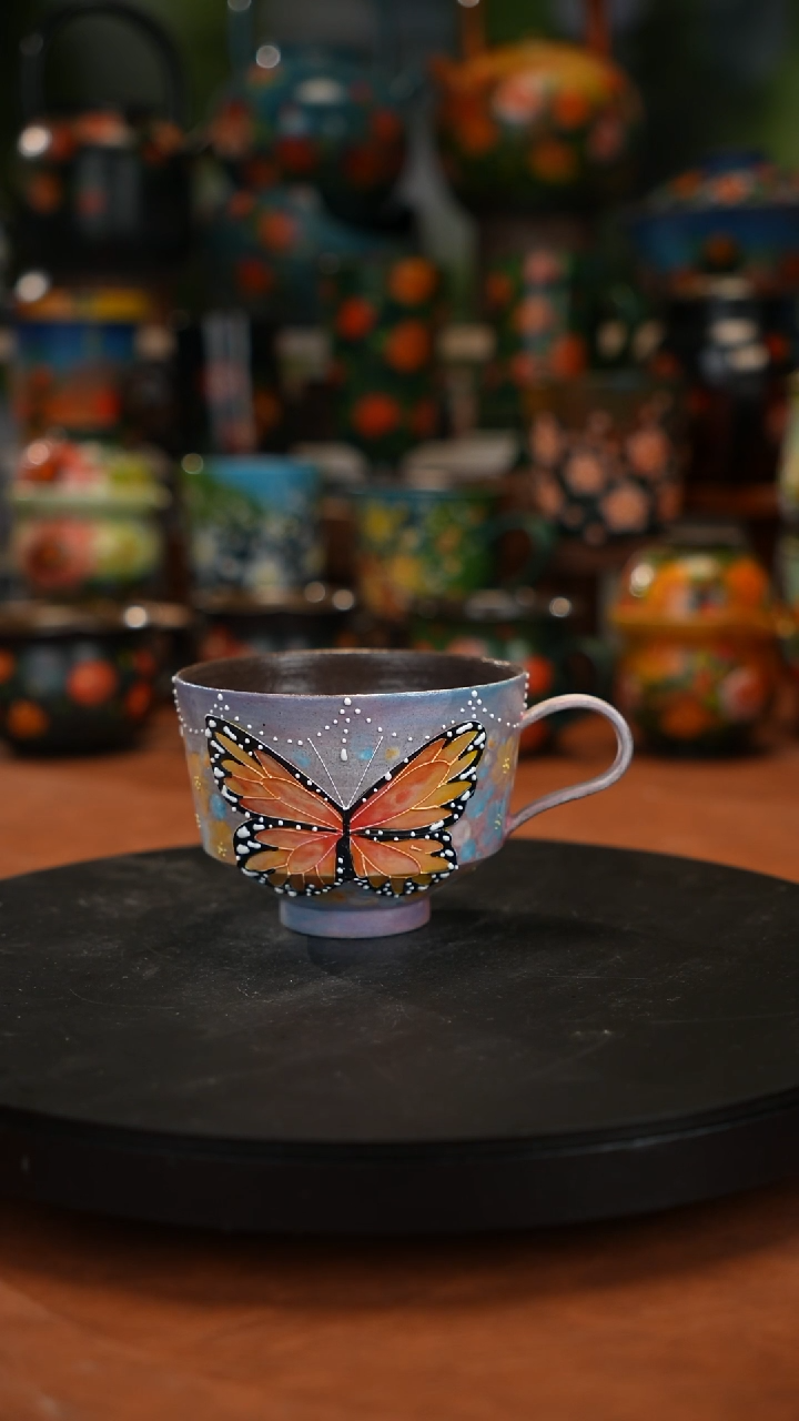 紫砂油画手绘釉下彩