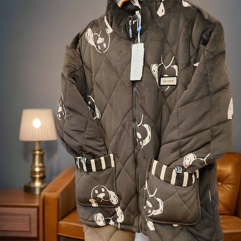 安得妮男士压缩棉睡衣清软舒适又保暖