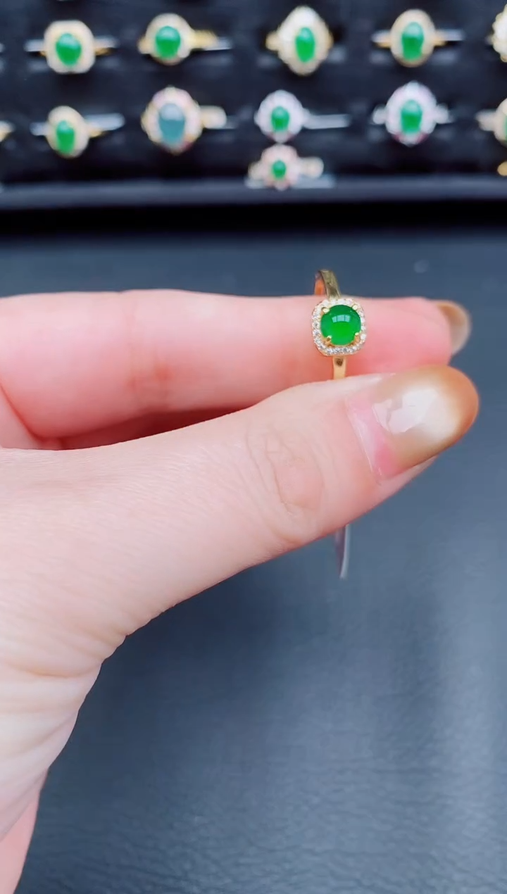 【闪购商品】翡翠戒指银S925镶嵌天然a货翡翠15