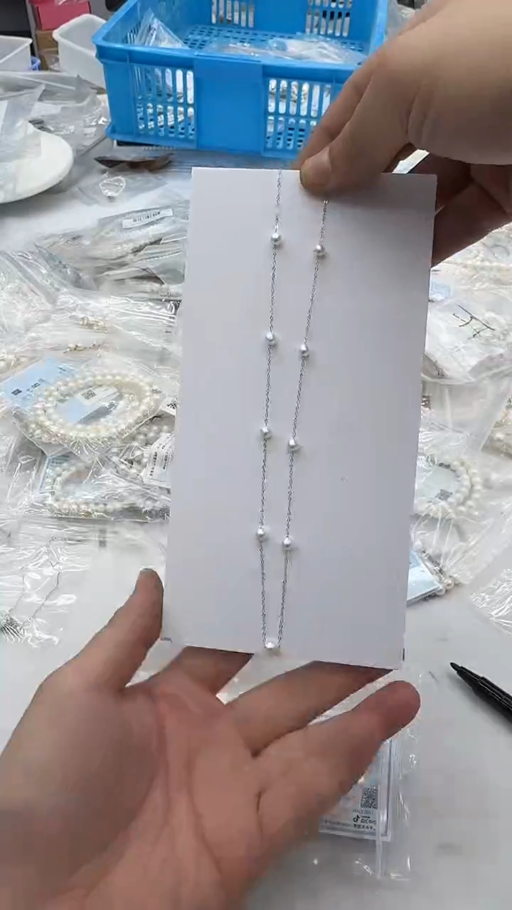 项链银S925镶嵌淡水珍珠5-6mm 满天星-孤品