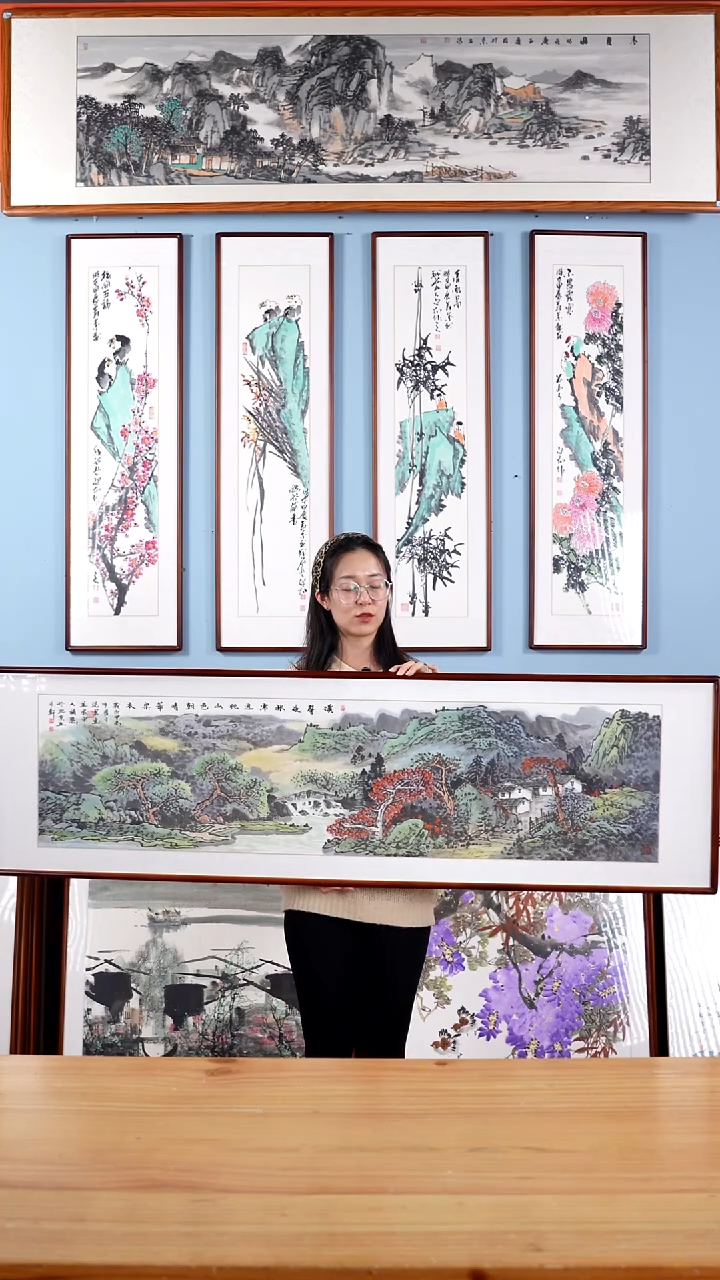 【闪购商品】国画张现军《山色朝晴翠染衣》含框162*47