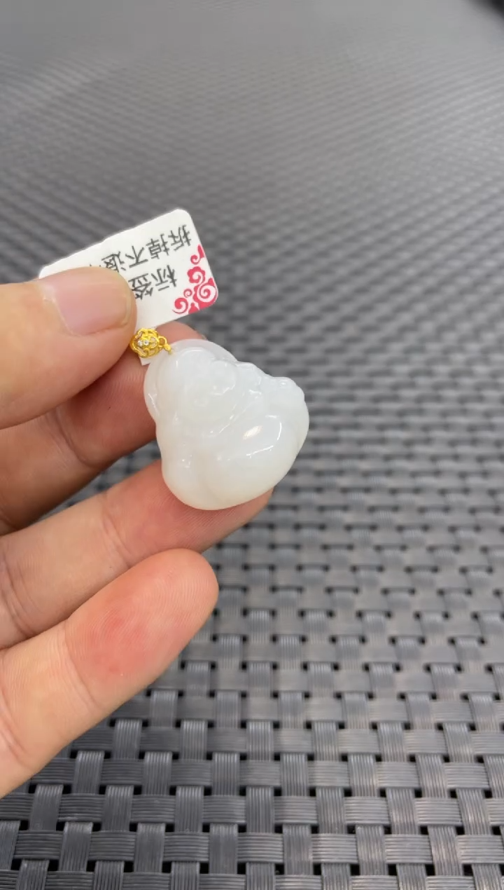 吊坠(不含链)18K金镶嵌和田玉佛公（多样性发一件）D3580