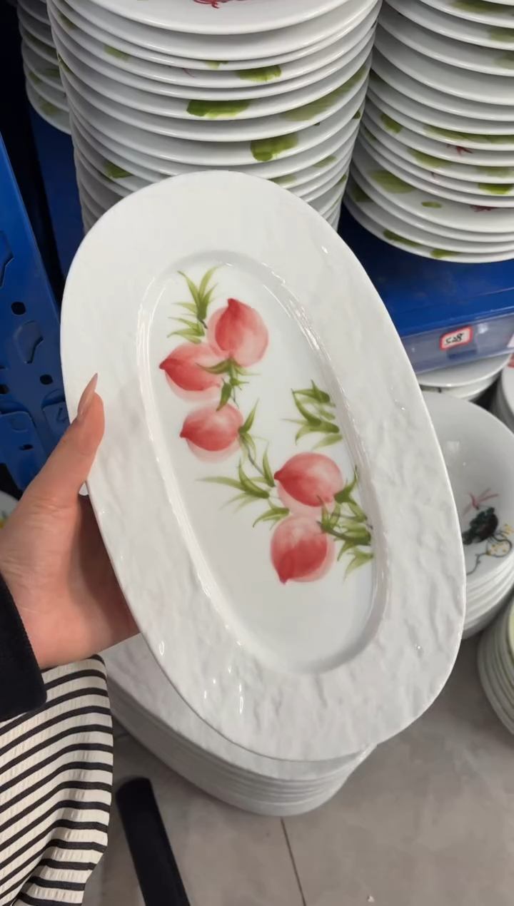 瓷片景德镇高温陶瓷食品级手绘釉中彩-手捏鱼盘