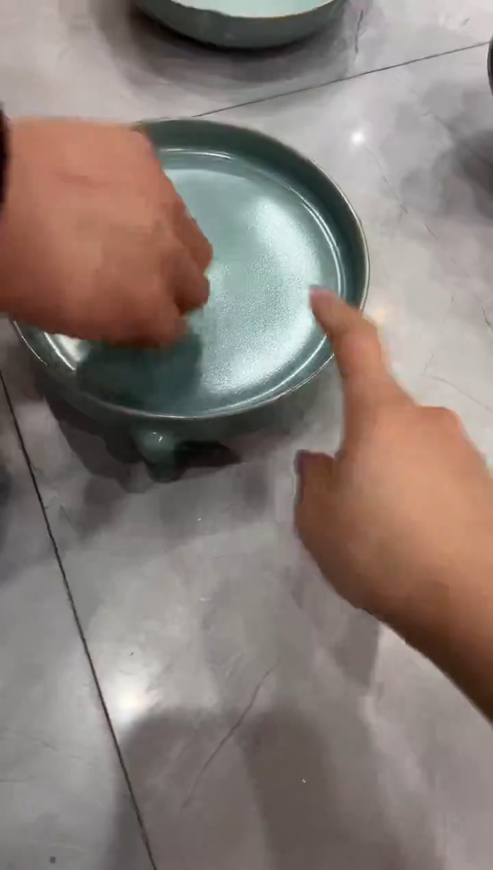 盘仿古天青三足笔洗30