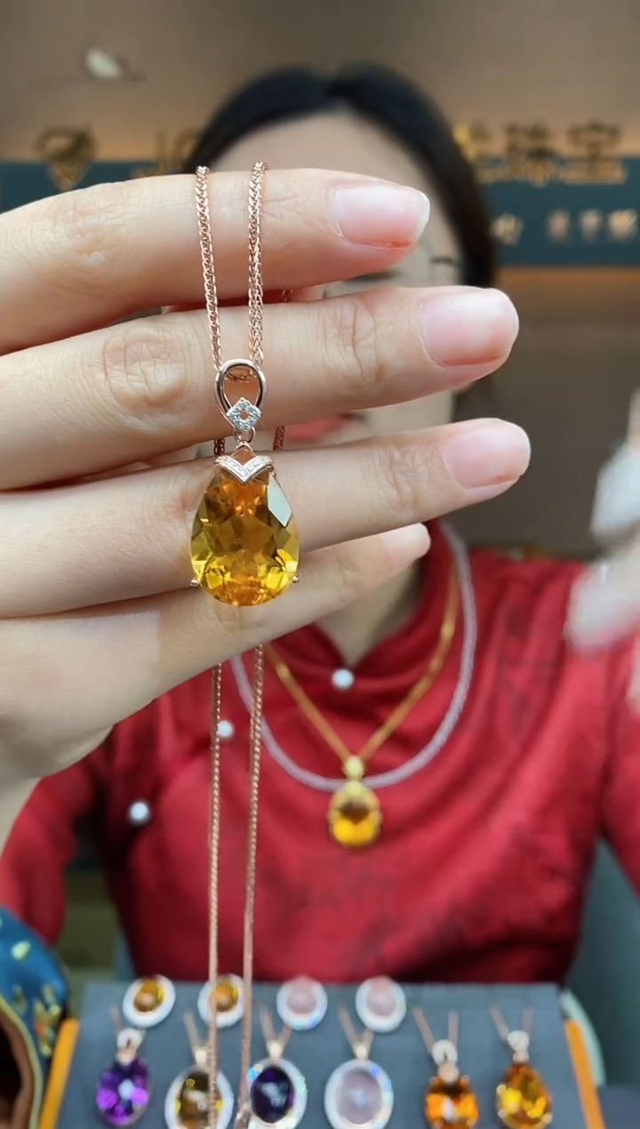 【闪购商品】黄晶吊坠银S925镶嵌黄晶吊坠