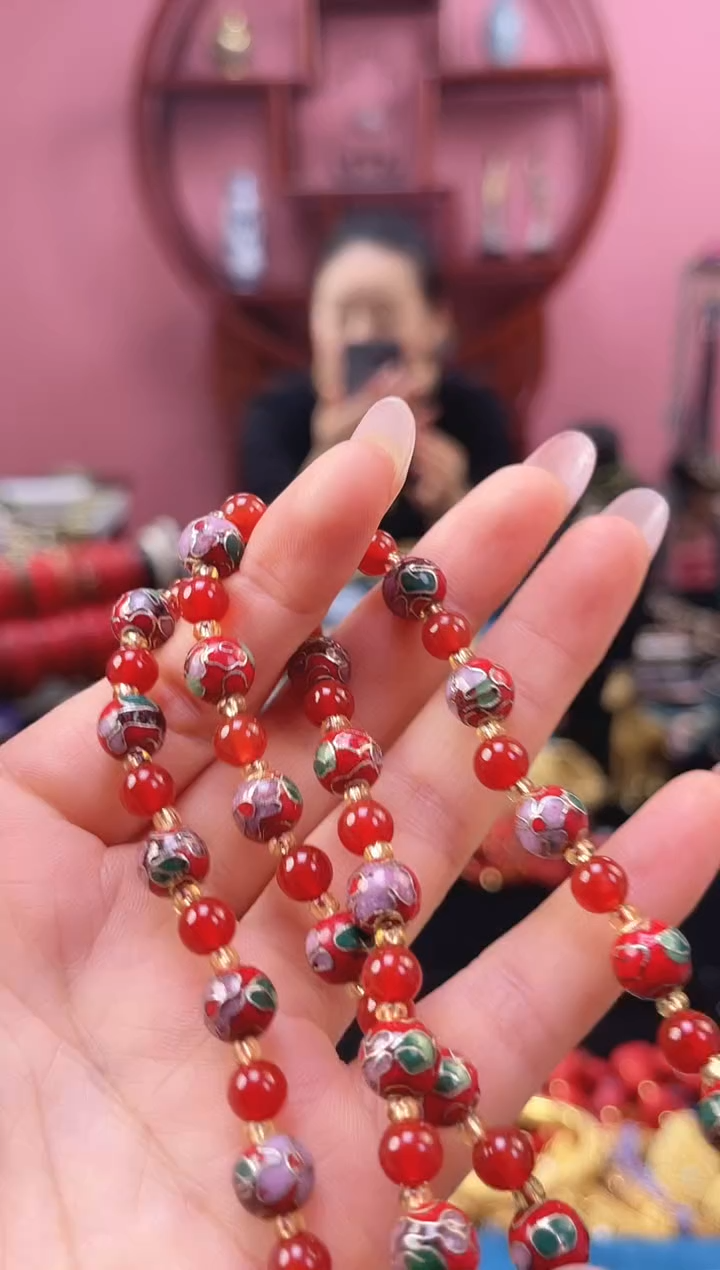 非遗 景泰蓝项链 0.8红色