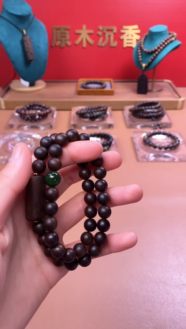 【闪购商品】沉香手串沉水芽庄白棋08两圈+雷击顶珠沉香木雕