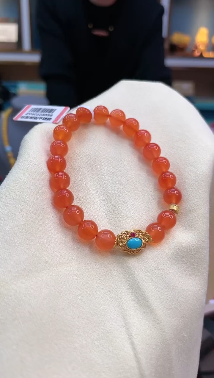 【闪购商品】南红玛瑙手链18K金镶嵌@@ZY40223058