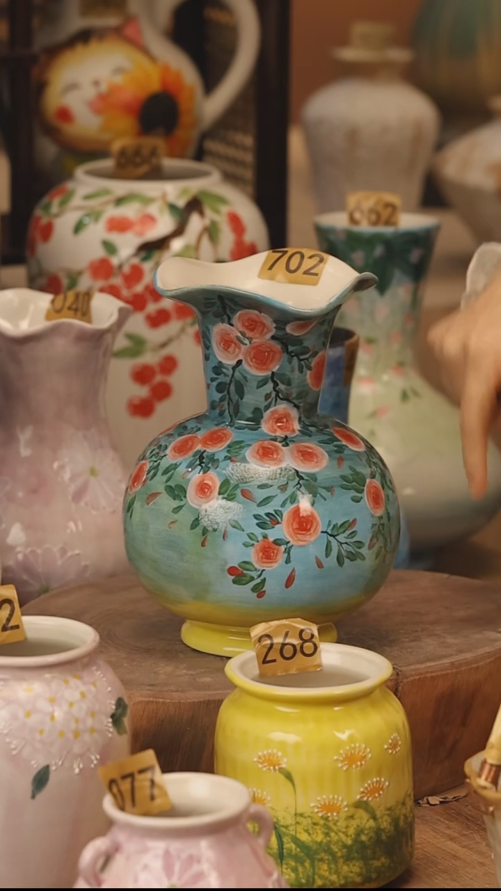 陶瓷景德镇设计师手作花器摆件侘寂风@M702@